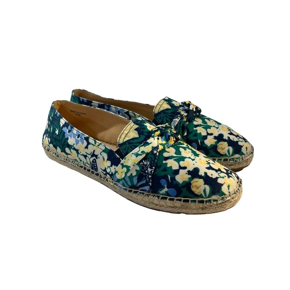 Talbots Izzy Knot Detail Espadrilles Butterfly Garden Sateen Flats‎ Women Sz 9.5